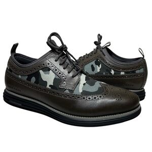 Cole Haan ØriginalGrand Longwing Leather Neoprene Oxford Grey Camouflage 11.5